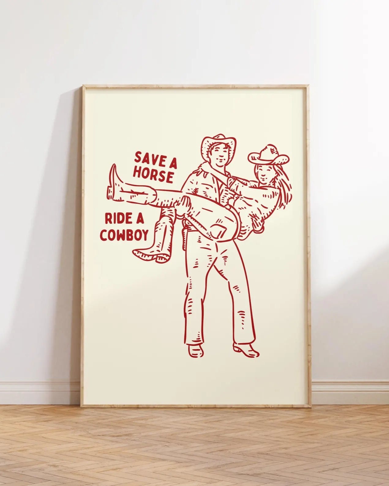 Save A Horse Digital Print – Creme/Red