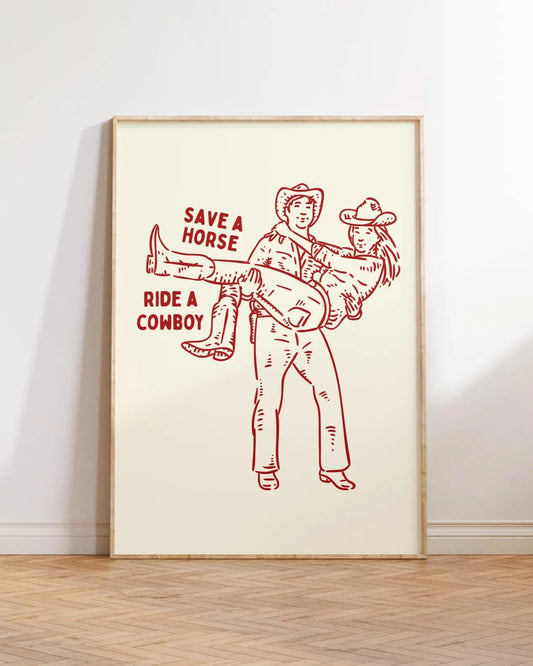 Save A Horse Digital Print – Creme/Red