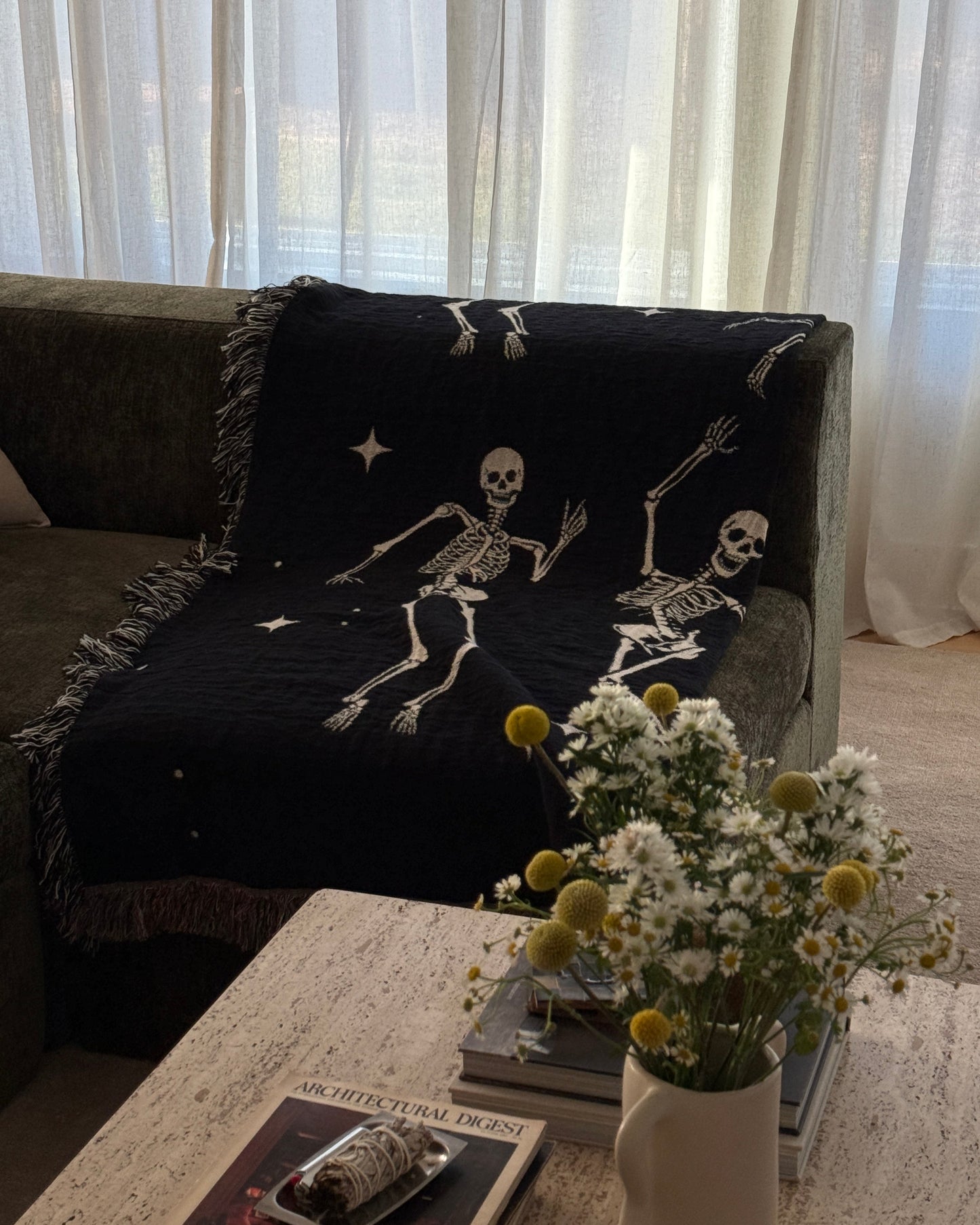 Dancing Skeleton Throw Blanket