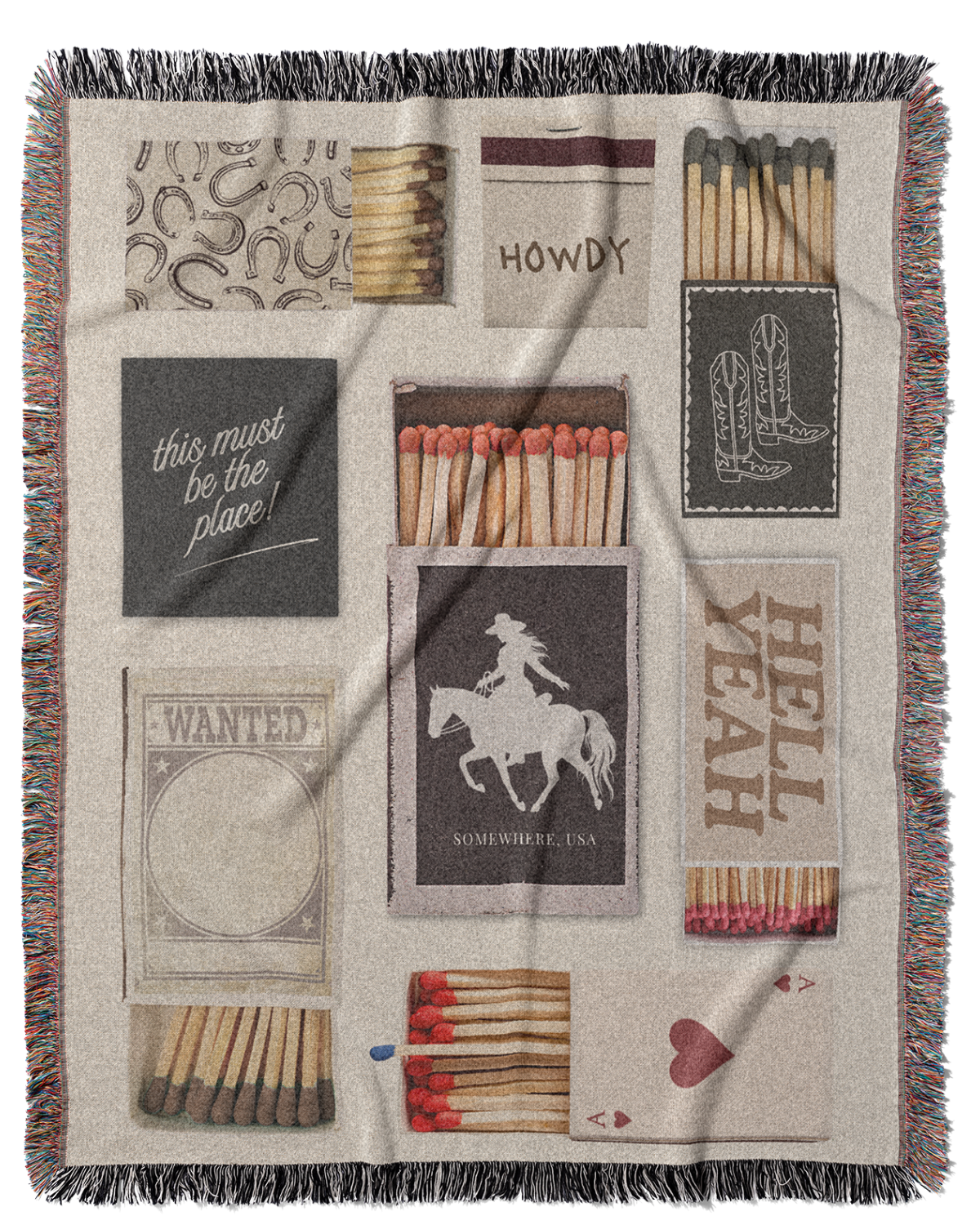 Western Matchbooks Throw Blanket