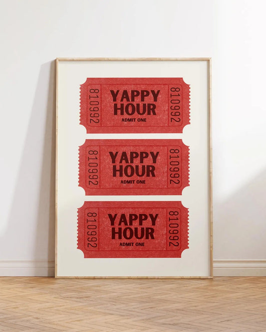 Yappy Hour Ticket Digital Print – Red