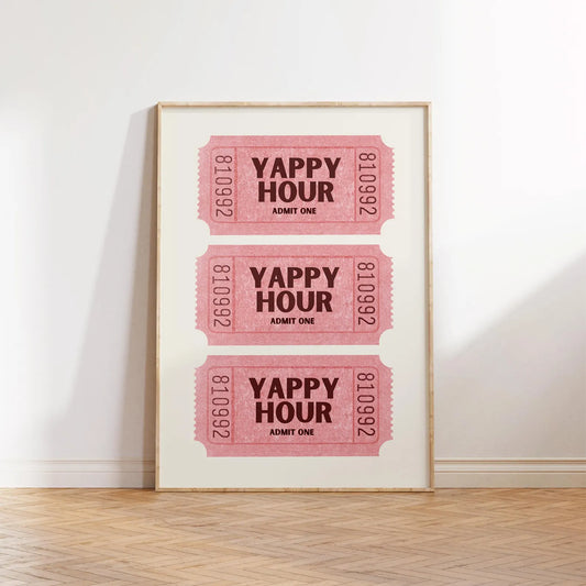Yappy Hour Ticket Digital Print – Pink