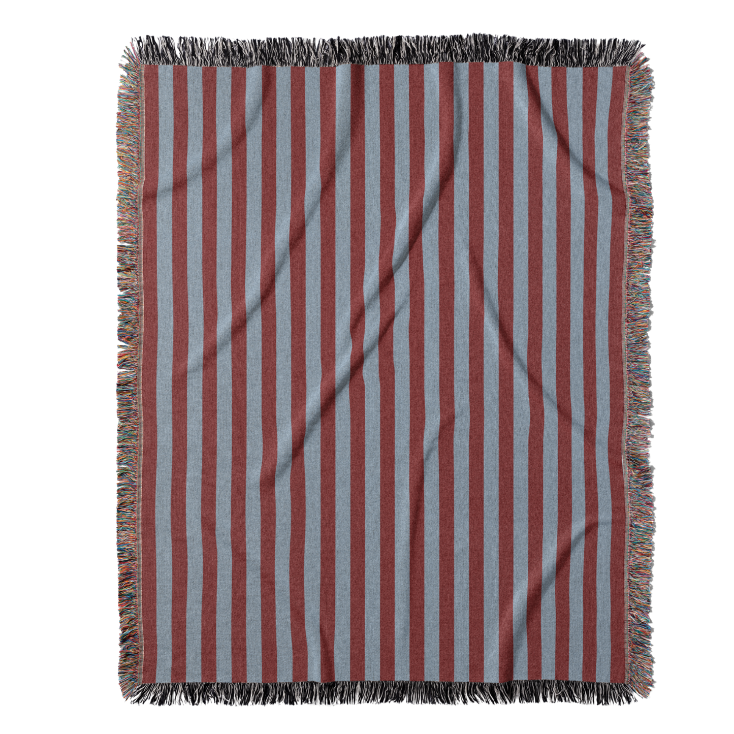 Striped Throw Blanket - Blue and Burgundy
