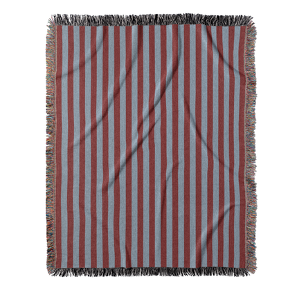 Striped Throw Blanket - Blue and Burgundy