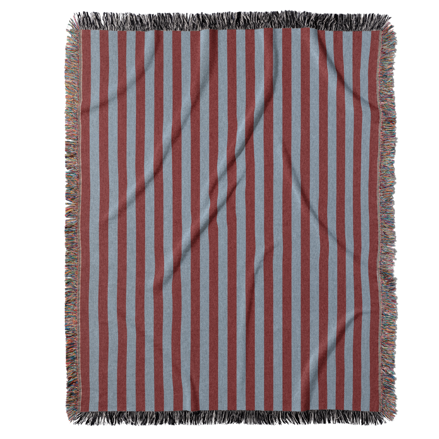 Striped Throw Blanket - Blue and Burgundy