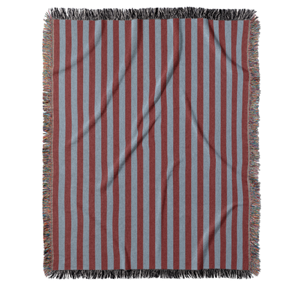 Striped Throw Blanket - Blue and Burgundy